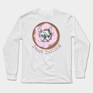 Sweet Bulldog and donut with pink glaze Long Sleeve T-Shirt